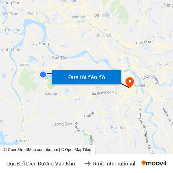 Qua Đối Diện Đường Vào Khu Du Lịch Khoang Sanh, Suối Tiên 50m, Đt87 to Rmit International University Hanoi Campus map