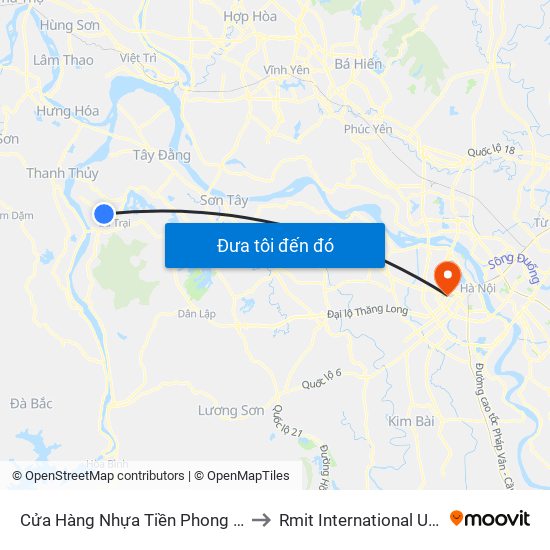 Cửa Hàng Nhựa Tiền Phong Sỹ Hương, Thôn 2, Ba Trại, Ba Vì to Rmit International University Hanoi Campus map