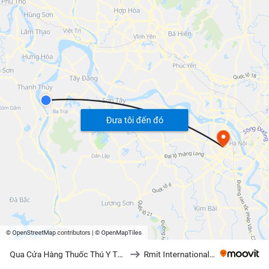 Qua Cửa Hàng Thuốc Thú Y Thanh Hiền 30m, Xóm 4, Thôn 3, Thuần Mỹ to Rmit International University Hanoi Campus map