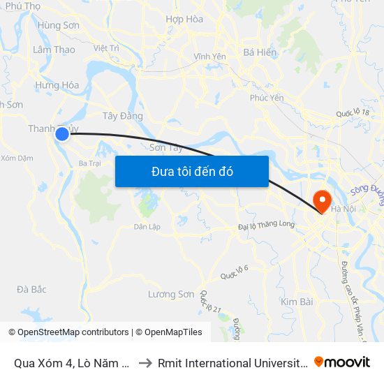 Qua Xóm 4, Lò Năm Tư 19m, Đt86 to Rmit International University Hanoi Campus map