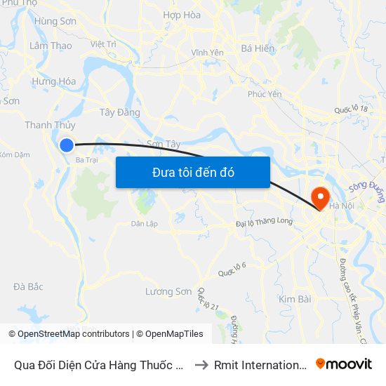 Qua Đối Diện Cửa Hàng Thuốc Thú Y Thanh Hiền 30m, Xóm 4, Thôn 3, Thuần Mỹ to Rmit International University Hanoi Campus map