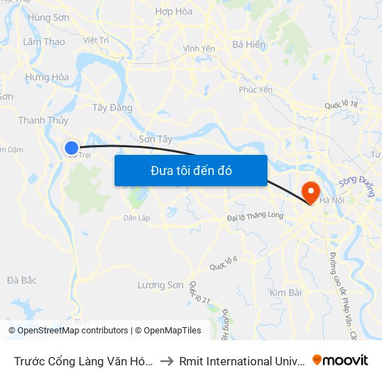 Trước Cổng Làng Văn Hóa Thôn 2, Ba Trại, Ba Vì to Rmit International University Hanoi Campus map