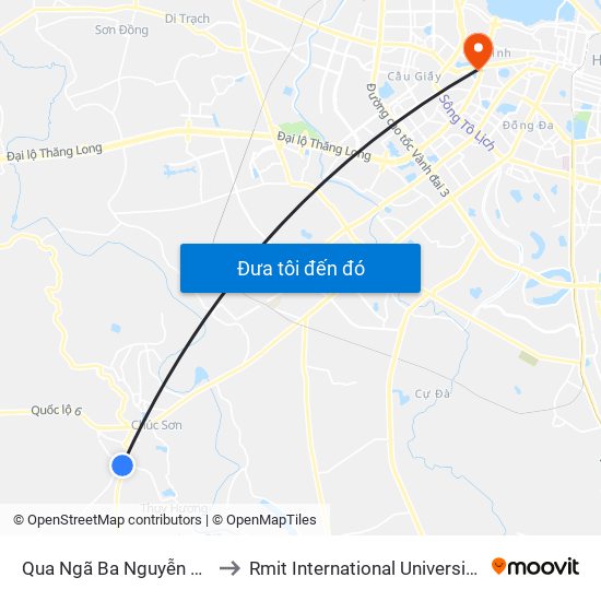 Qua Ngã Ba Nguyễn Văn Trỗi 100m to Rmit International University Hanoi Campus map