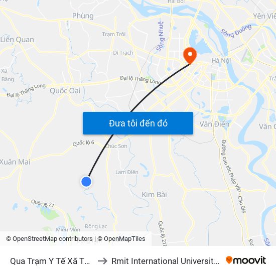 Qua Trạm Y Tế Xã Tốt Động 20m to Rmit International University Hanoi Campus map