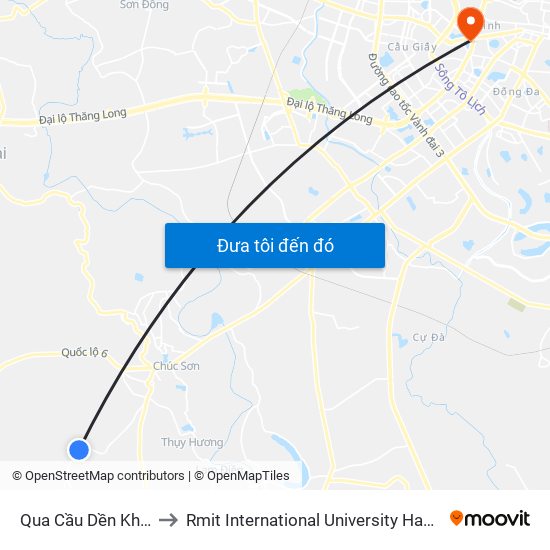 Qua Cầu Dền Khê 50m to Rmit International University Hanoi Campus map