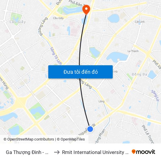 Ga Thượng Đình - Nguyễn Trãi to Rmit International University Hanoi Campus map