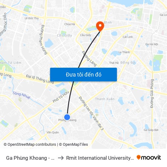 Ga Phùng Khoang - 81 Trần Phú to Rmit International University Hanoi Campus map