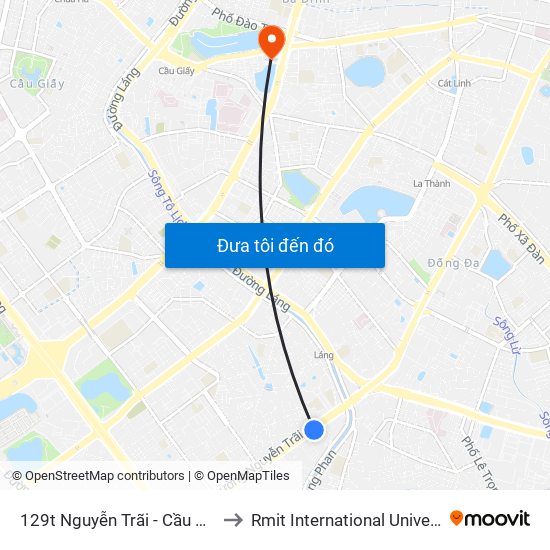 129t Nguyễn Trãi - Cầu Vượt Đi Bộ Royal City to Rmit International University Hanoi Campus map
