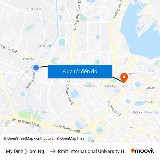 Mỹ Đình (Hàm Nghi) - E03 to Rmit International University Hanoi Campus map