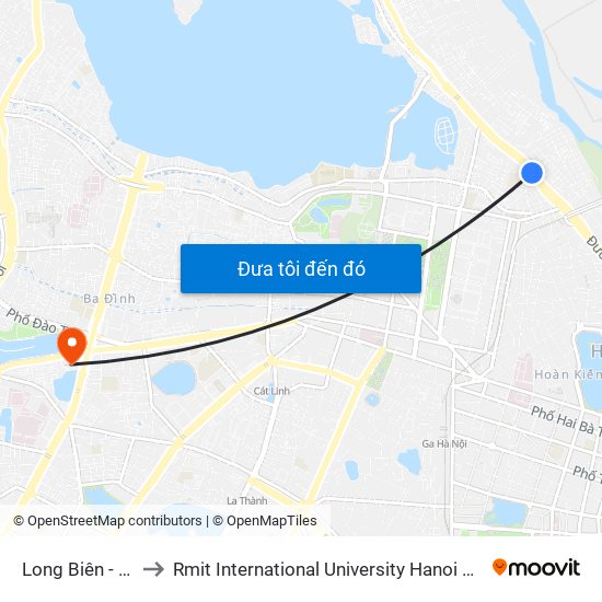 Long Biên - E05 to Rmit International University Hanoi Campus map