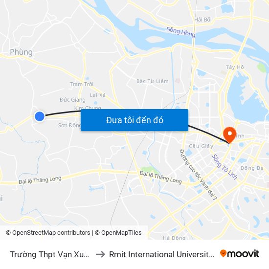 Trường Thpt Vạn Xuân - Hoài Đức to Rmit International University Hanoi Campus map