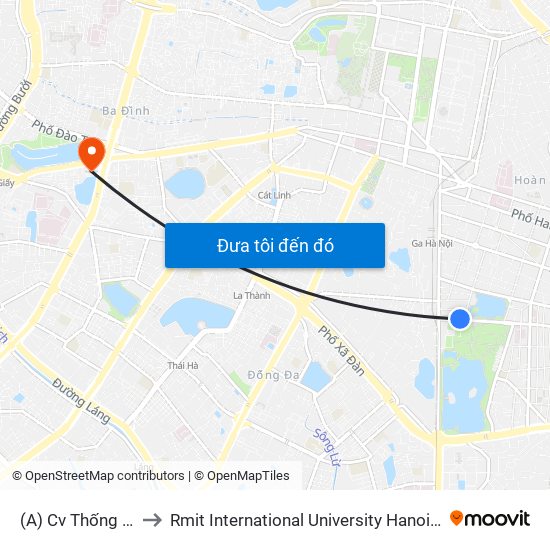 (A) Cv Thống Nhất to Rmit International University Hanoi Campus map