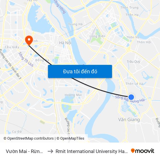 Vườn Mai - Rừng Thông to Rmit International University Hanoi Campus map