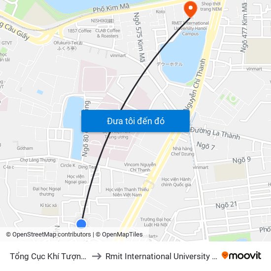 Tổng Cục Khí Tượng Thủy Văn to Rmit International University Hanoi Campus map