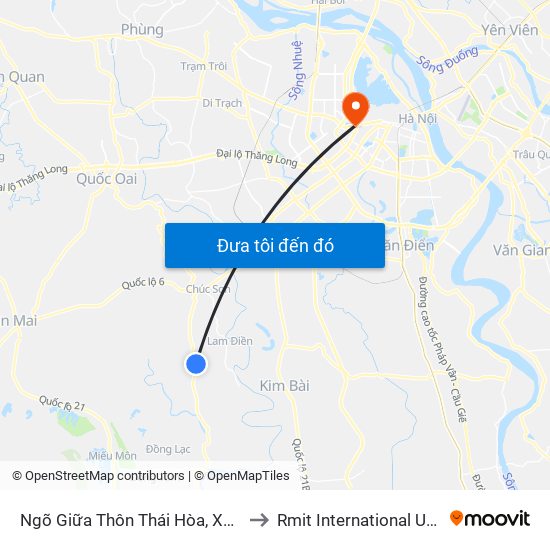 Ngõ Giữa Thôn Thái Hòa, Xã Hợp Đồng, Chương Mỹ, Tl 419 to Rmit International University Hanoi Campus map