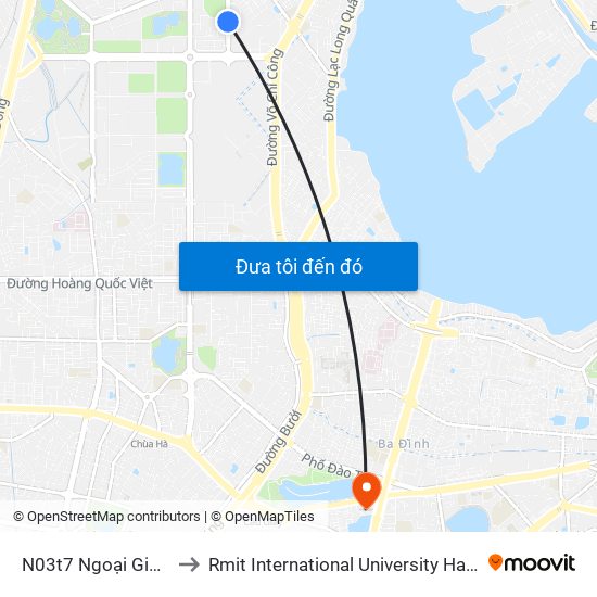 N03t7 Ngoại Giao Đoàn to Rmit International University Hanoi Campus map