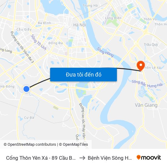 Cổng Thôn Yên Xá - 89 Cầu Bươu to Bệnh Viện Sông Hồng map