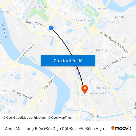 Aeon Mall Long Biên (Đối Diện Cột Điện T4a/2a-B Đường Cổ Linh) to Bệnh Viện Sông Hồng map