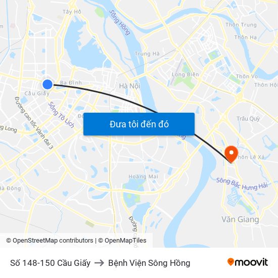 Số 148-150 Cầu Giấy to Bệnh Viện Sông Hồng map