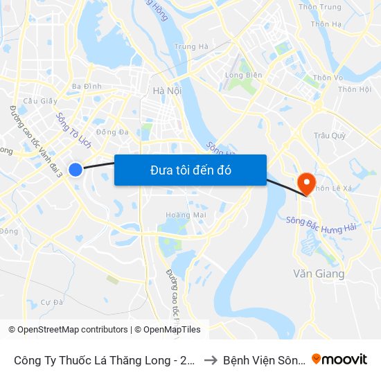 Công Ty Thuốc Lá Thăng Long - 235 Nguyễn Trãi to Bệnh Viện Sông Hồng map