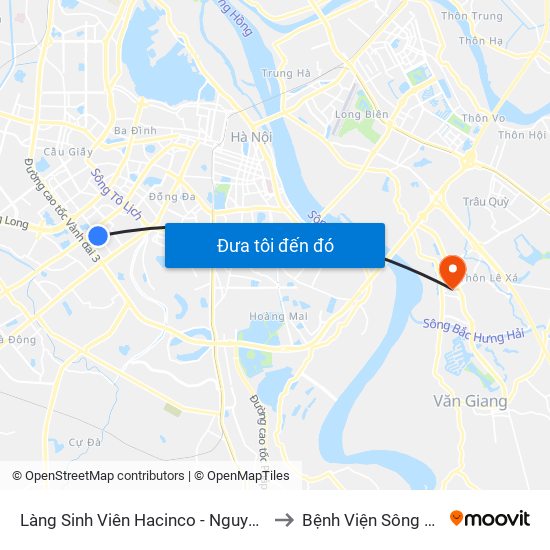 Làng Sinh Viên Hacinco - Nguyễn Tuân to Bệnh Viện Sông Hồng map