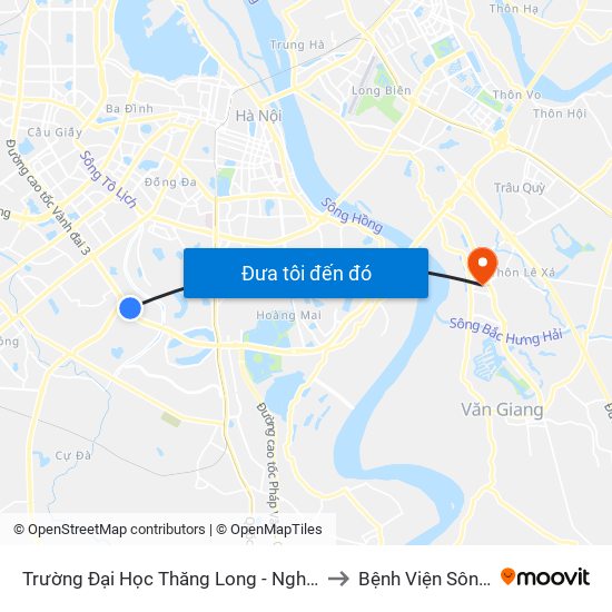 Trường Đại Học Thăng Long - Nghiêm Xuân Yêm to Bệnh Viện Sông Hồng map