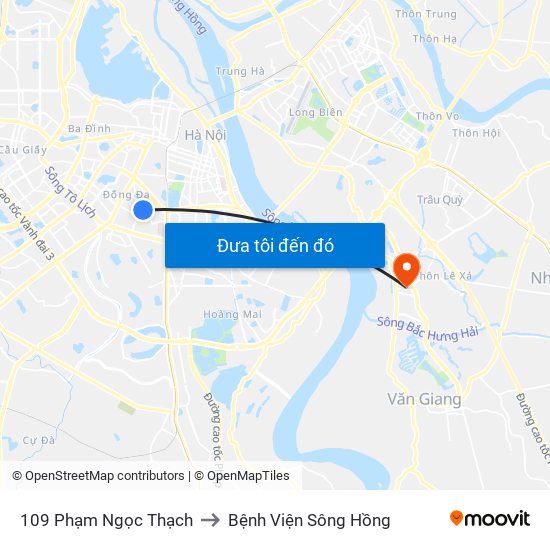 109 Phạm Ngọc Thạch to Bệnh Viện Sông Hồng map