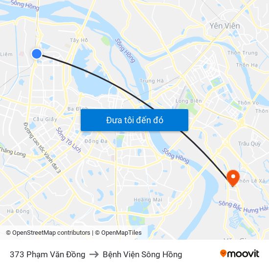 373 Phạm Văn Đồng to Bệnh Viện Sông Hồng map