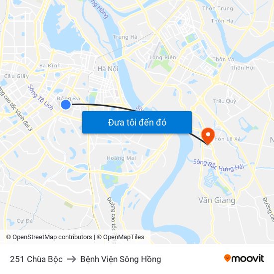 251 Chùa Bộc to Bệnh Viện Sông Hồng map