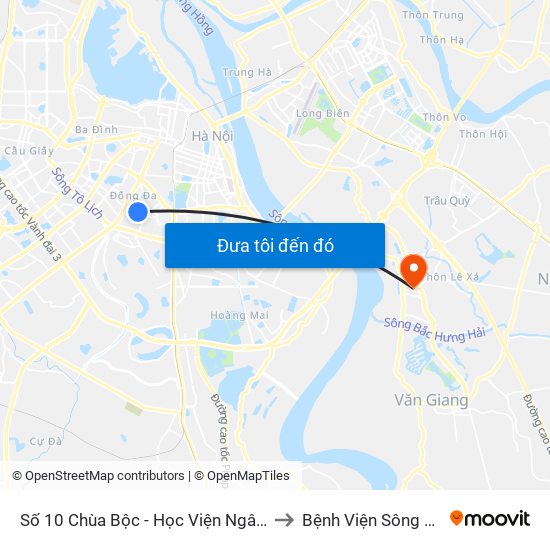 Công Ty In Thương Mại & Dịch Vụ Ngân Hàng - Số 10 Chùa Bộc to Bệnh Viện Sông Hồng map