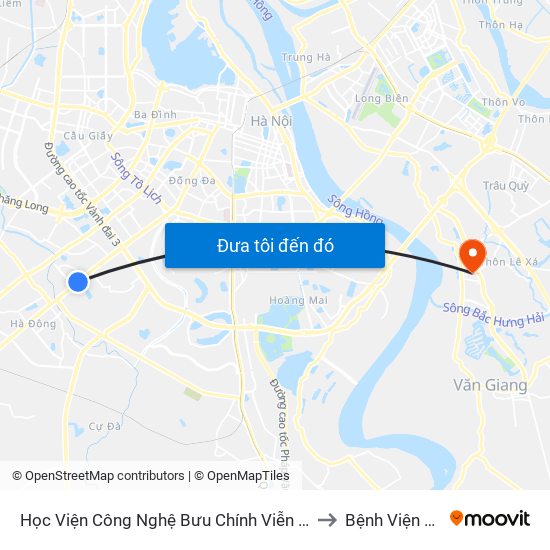 Học Viện Công Nghệ Bưu Chính Viễn Thông - Trần Phú (Hà Đông) to Bệnh Viện Sông Hồng map