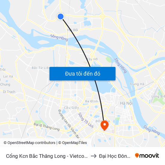 Cổng Kcn Bắc Thăng Long - Vietcombank to Đại Học Đông Đô map