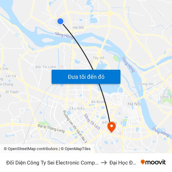 Đối Diện Công Ty Sei Electronic Components-Việt Nam to Đại Học Đông Đô map