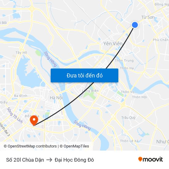 Số 20l Chùa Dận to Đại Học Đông Đô map