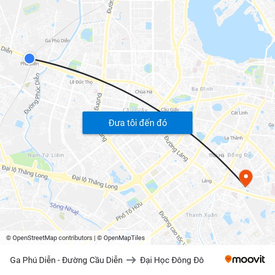 Ga Phú Diễn - Đường Cầu Diễn to Đại Học Đông Đô map