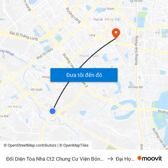 Đối Diện Tòa Nhà Ct2 Chung Cư Viện Bỏng, Gần Ngã Ba Yên Xá - Phùng Hưng (Hà Đông) to Đại Học Đông Đô map