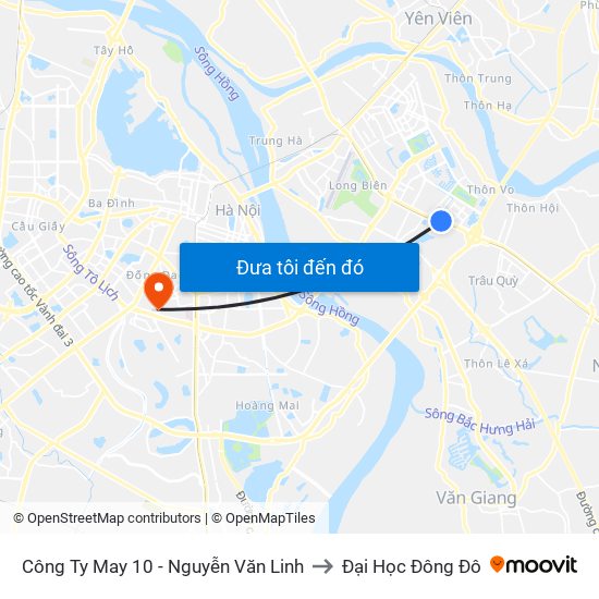 Công Ty May 10 - Nguyễn Văn Linh to Đại Học Đông Đô map