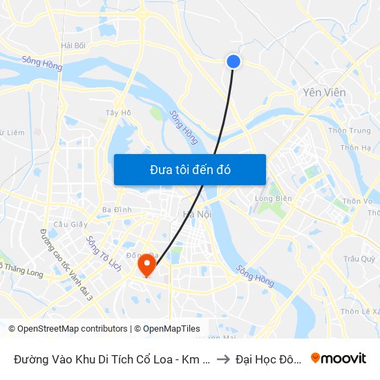 Đường Vào Khu Di Tích Cổ Loa - Km 5 Quốc Lộ 3 to Đại Học Đông Đô map