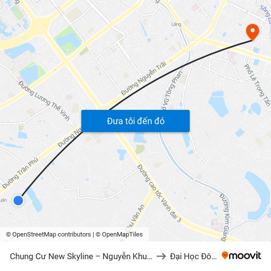 Chung Cư New Skyline – Nguyễn Khuyến (Hà Đông) to Đại Học Đông Đô map