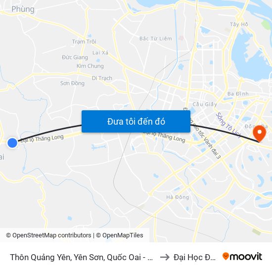 Thôn Quảng Yên, Yên Sơn, Quốc Oai - Đại Lộ Thăng Long to Đại Học Đông Đô map