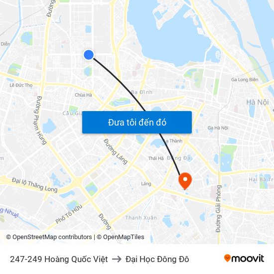 247-249 Hoàng Quốc Việt to Đại Học Đông Đô map