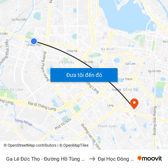Ga Lê Đức Thọ - Đường Hồ Tùng Mậu to Đại Học Đông Đô map