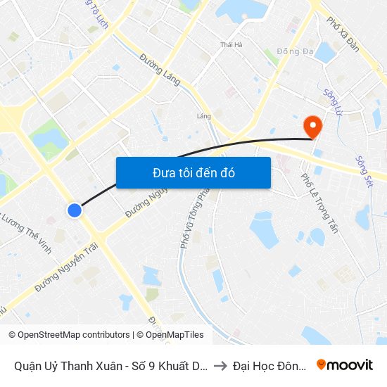 Quận Uỷ Thanh Xuân - Số 9 Khuất Duy Tiến to Đại Học Đông Đô map