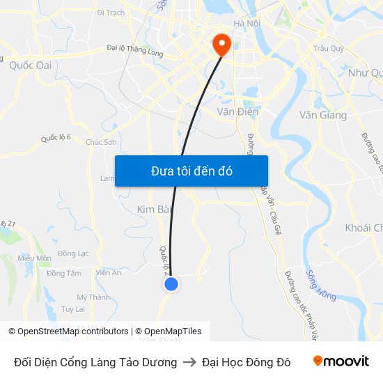 Đối Diện Cổng Làng Tảo Dương to Đại Học Đông Đô map