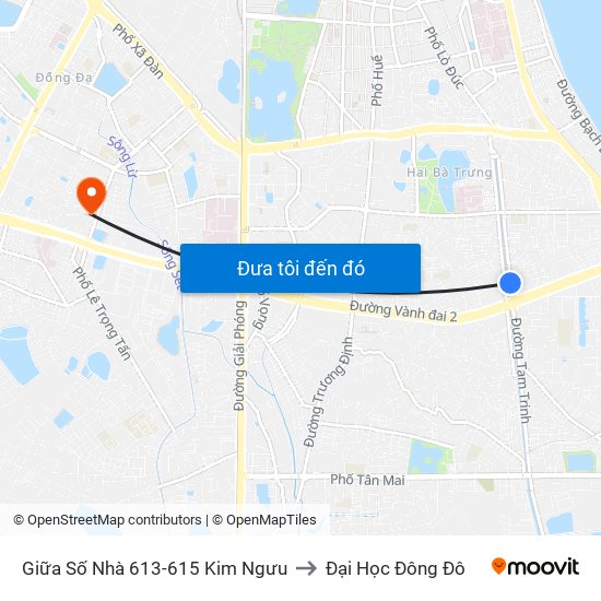 Giữa Số Nhà 613-615 Kim Ngưu to Đại Học Đông Đô map