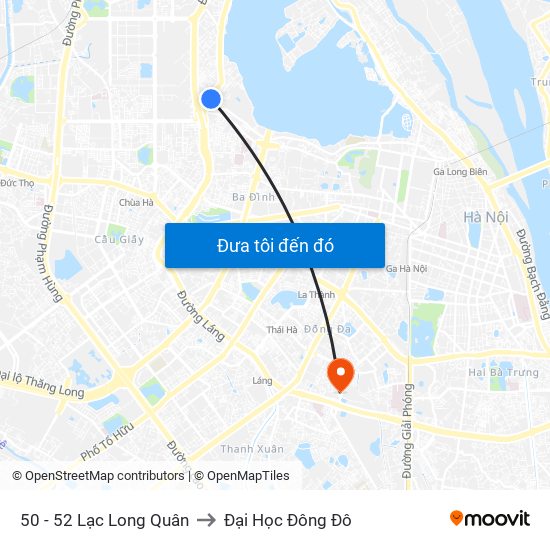 50 - 52 Lạc Long Quân to Đại Học Đông Đô map