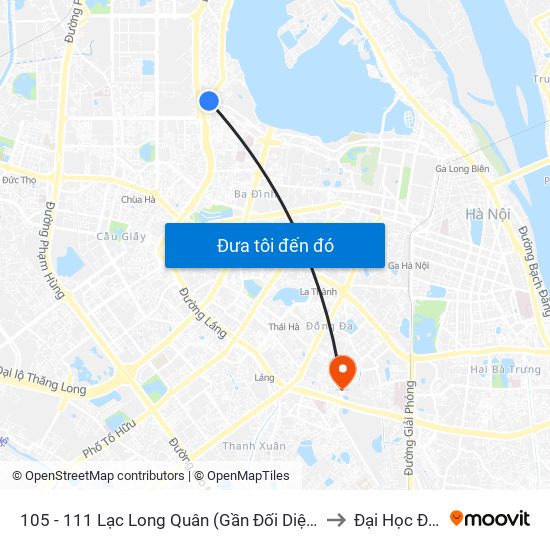 105 - 111 Lạc Long Quân (Gần Đối Diện Ngã 3 Thụy Khuê) to Đại Học Đông Đô map