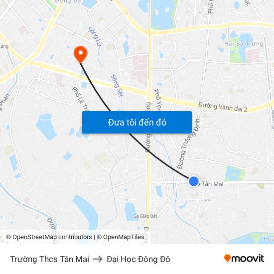 Trường Thcs Tân Mai to Đại Học Đông Đô map