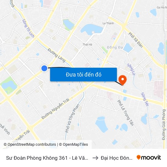 Sư Đoàn Phòng Không 361 - Lê Văn Lương to Đại Học Đông Đô map