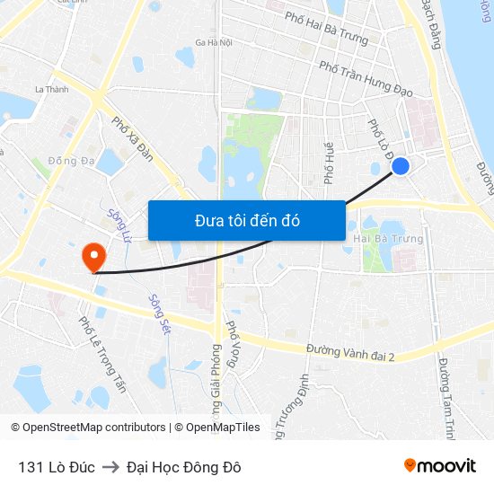 131 Lò Đúc to Đại Học Đông Đô map